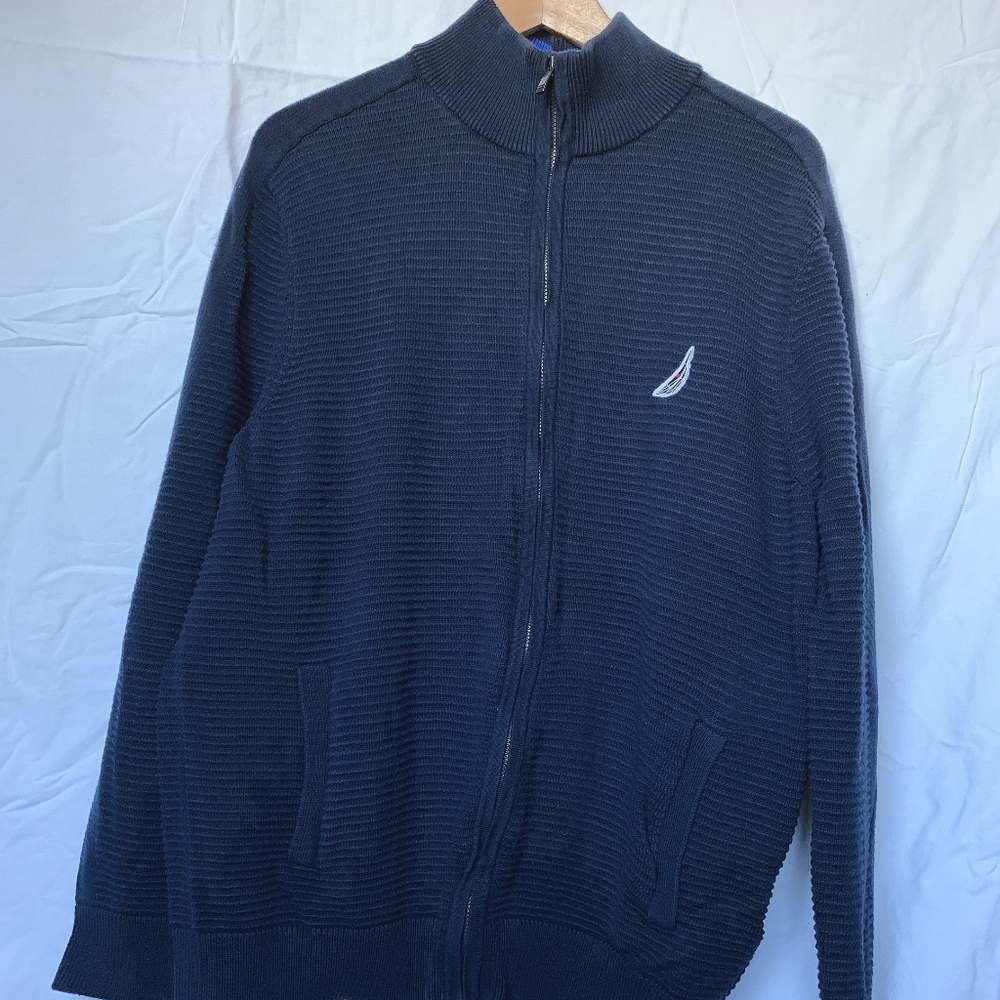Nautica, Size L, Blue Long Sleeve Zipper Sweater
